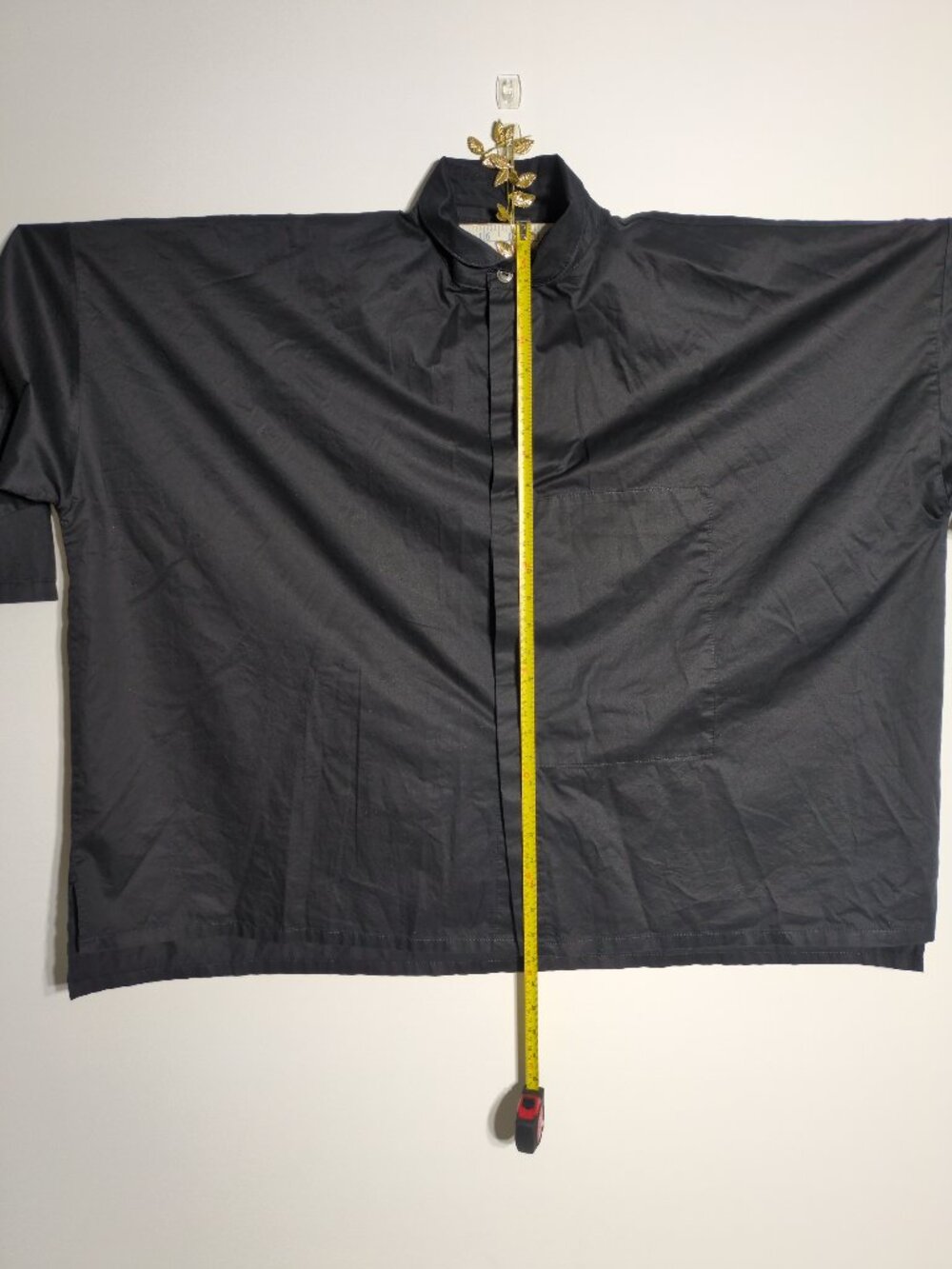 PLANET by Lauren G Cotton Signature Black Shirt Top One Size Oversized Drape - Picture 12 of 13